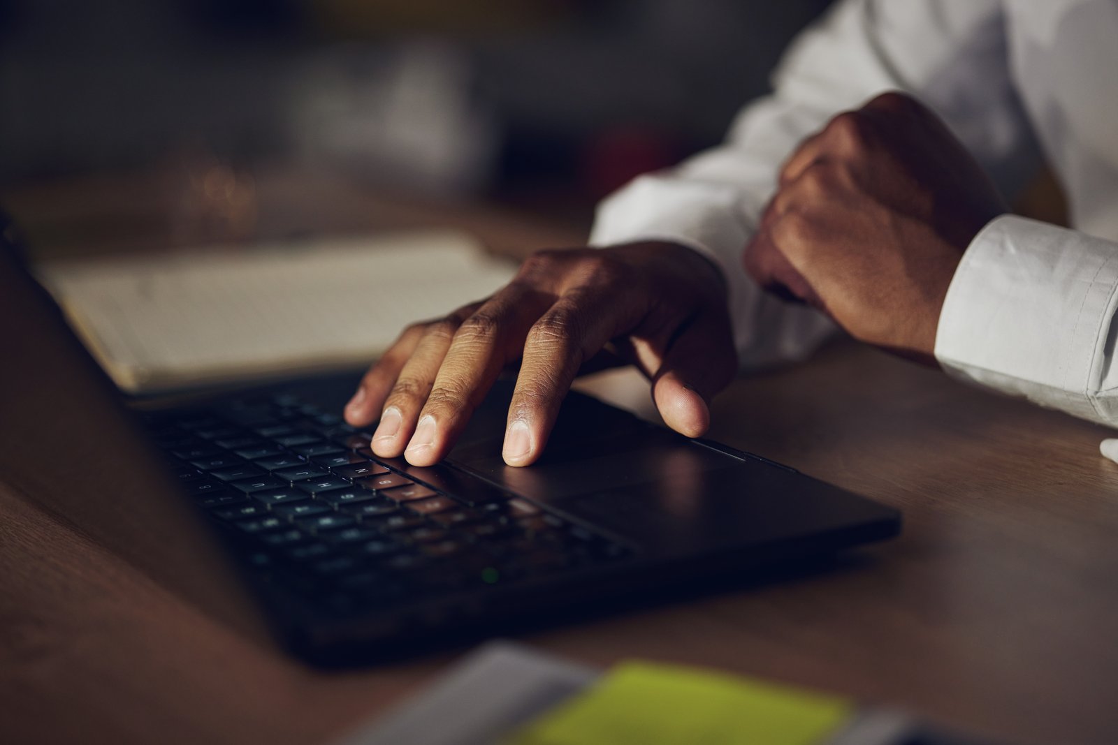 Founder working at laptop